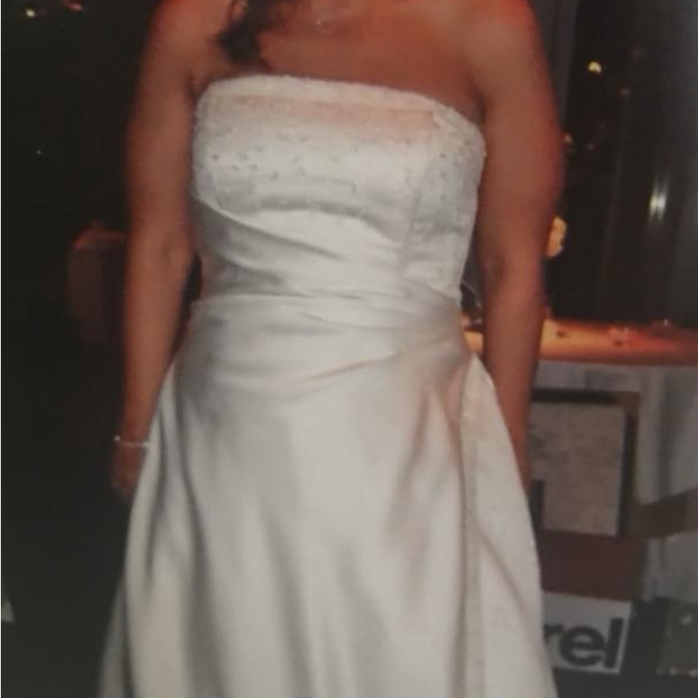 Strapless, beaded, Ivory, full length, sz12/14 professionally cleaned and stored